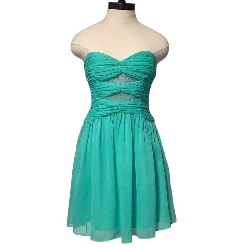 MAX & CLEO NWT Aquamarine Strapless Mini Prom/Coctail Dress - Size 2